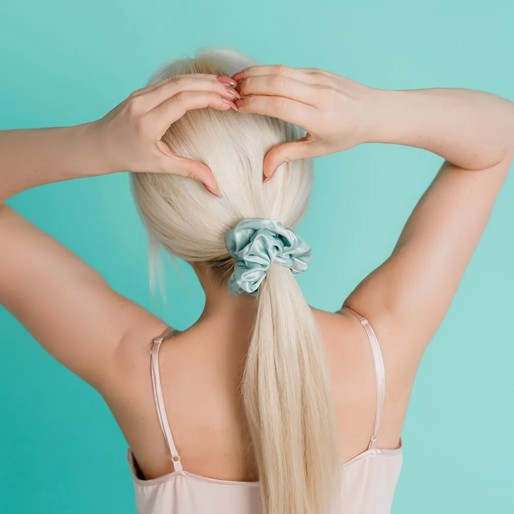 Accessoire Cheveux en Soie et Amazonite pour Chignon et Queue de Cheval - 9