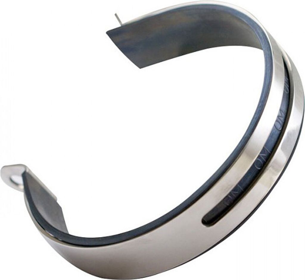 Auspuffhalteband A Ø 120mm, Edelstahl mit Gummi, Maße: L=395 mm B=24,7 mm H=2,0 mm, C Ø 12mm