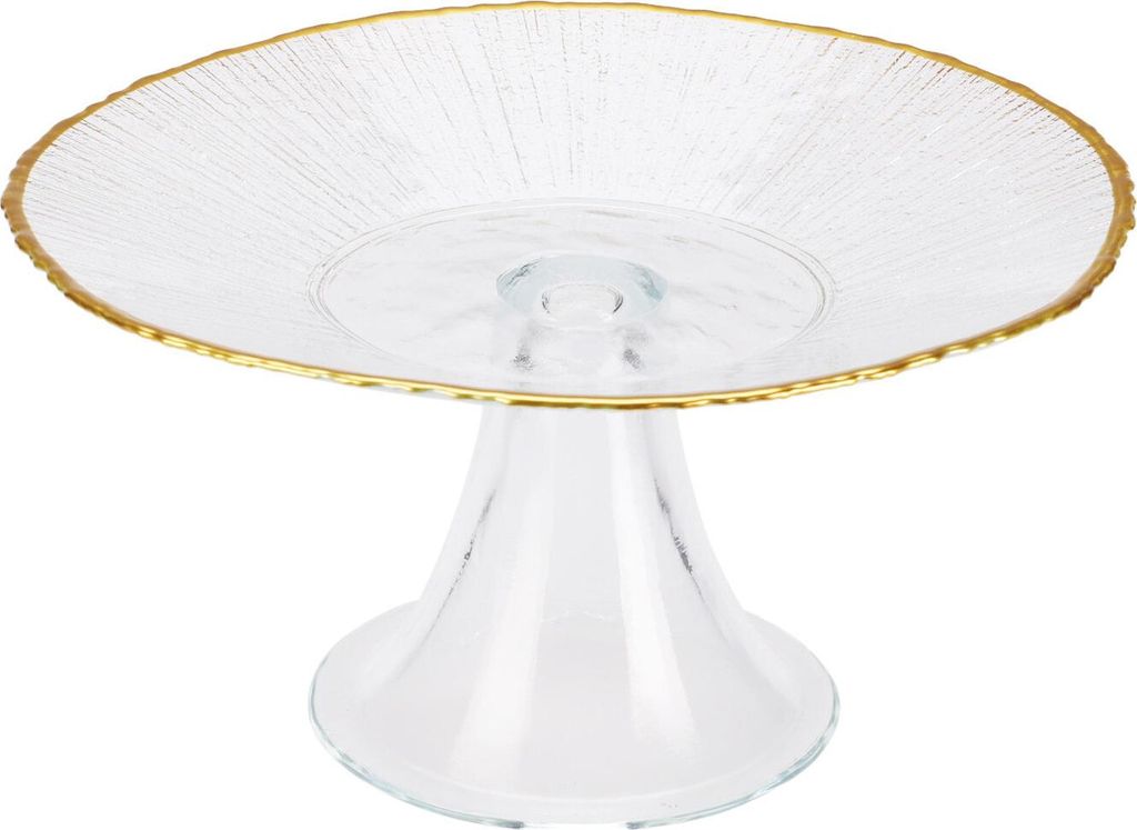 Tortenständer aus Glas auf goldenem Bein 21 cm