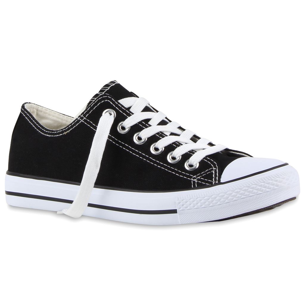 Mytrendshoe Herren Sneakers Low Basic Turnschuhe Bequeme Freizeit Schuhe 79444, Farbe: Schwarz, Größe: 37
