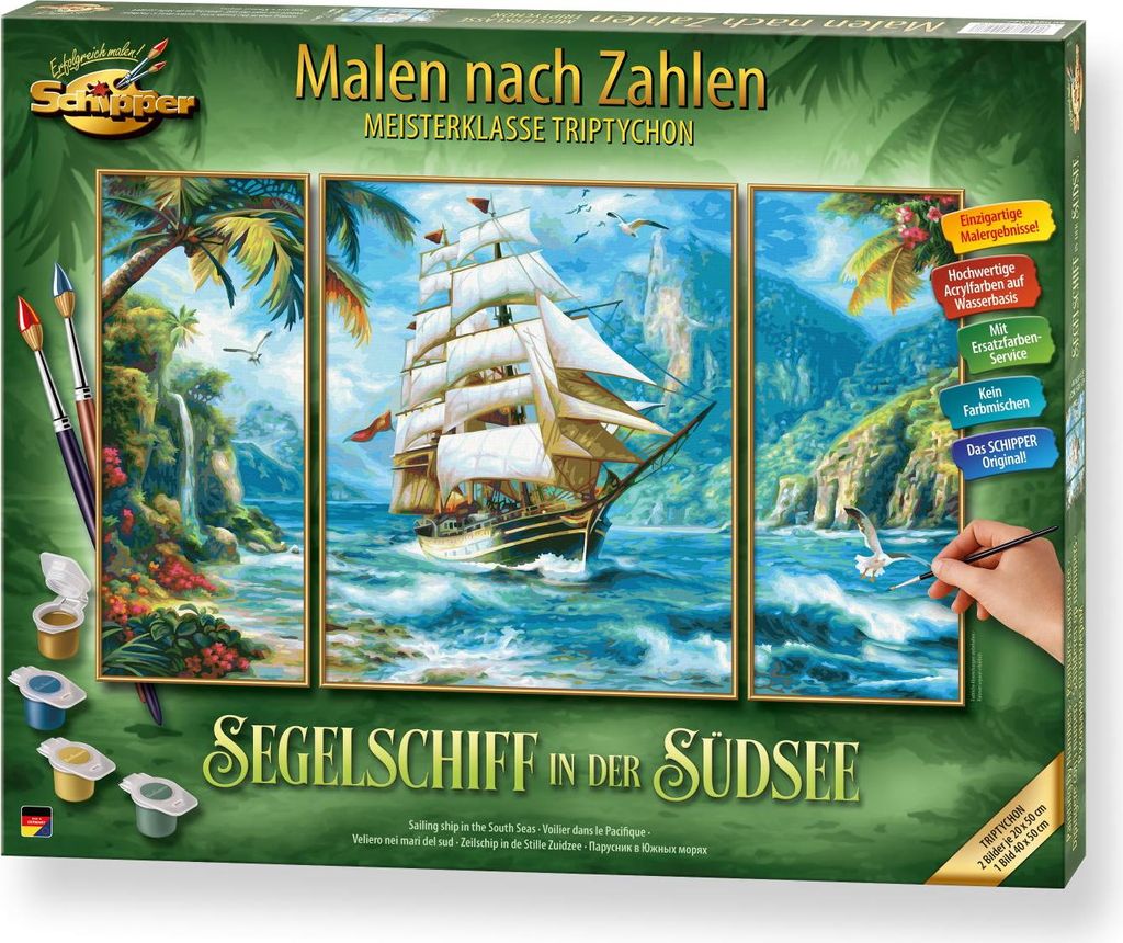 Schipper Malen nach Zahlen Master Class Triptychon 50x80cm Segelschiff in der Südsee 609260927