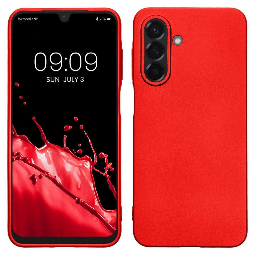 kwmobile Handyhülle für Samsung Galaxy A26 5G Hülle - Silikon Case metallisch schimmernd - Schutzhülle Cover - Metallic Dunkelrot