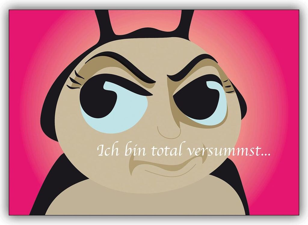 5x Comic Käfer Cool Karten für Verliebte und Liebende - liebevolles Klappkarten Set mit Umschlägen, hochwertig edel und schön