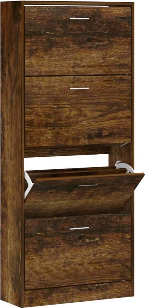 vidaXL Schuhschrank Räuchereiche 63x24x147 cm Holzwerkstoff