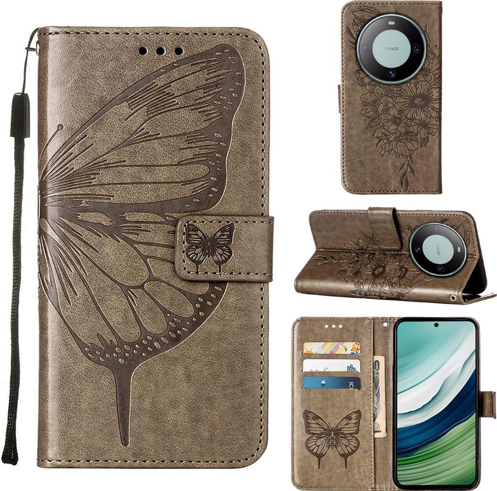 Lederhülle für Huawei Mate 60 Schmetterling Prägung Flip Produktbild 