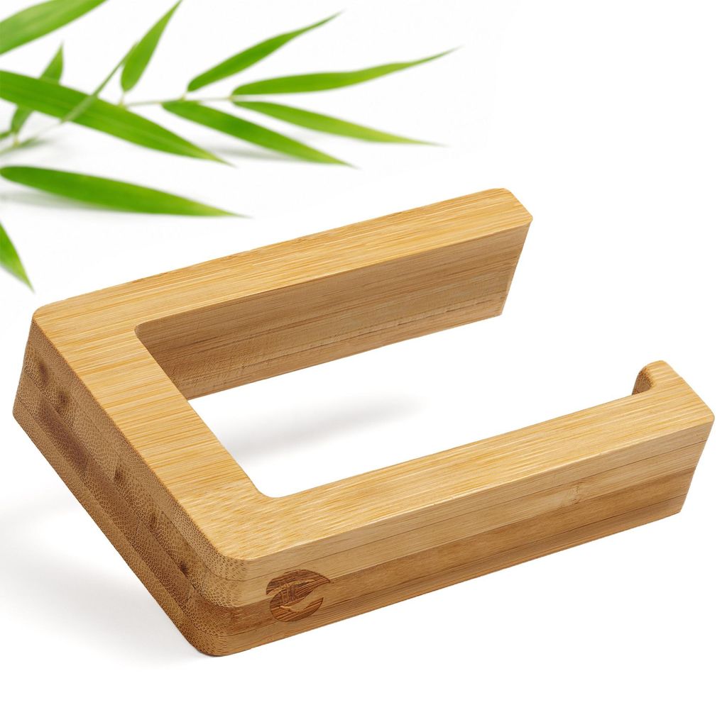 ECENCE Toilettenpapierhalter Holz Bambus - selbstklebend Produktbild 