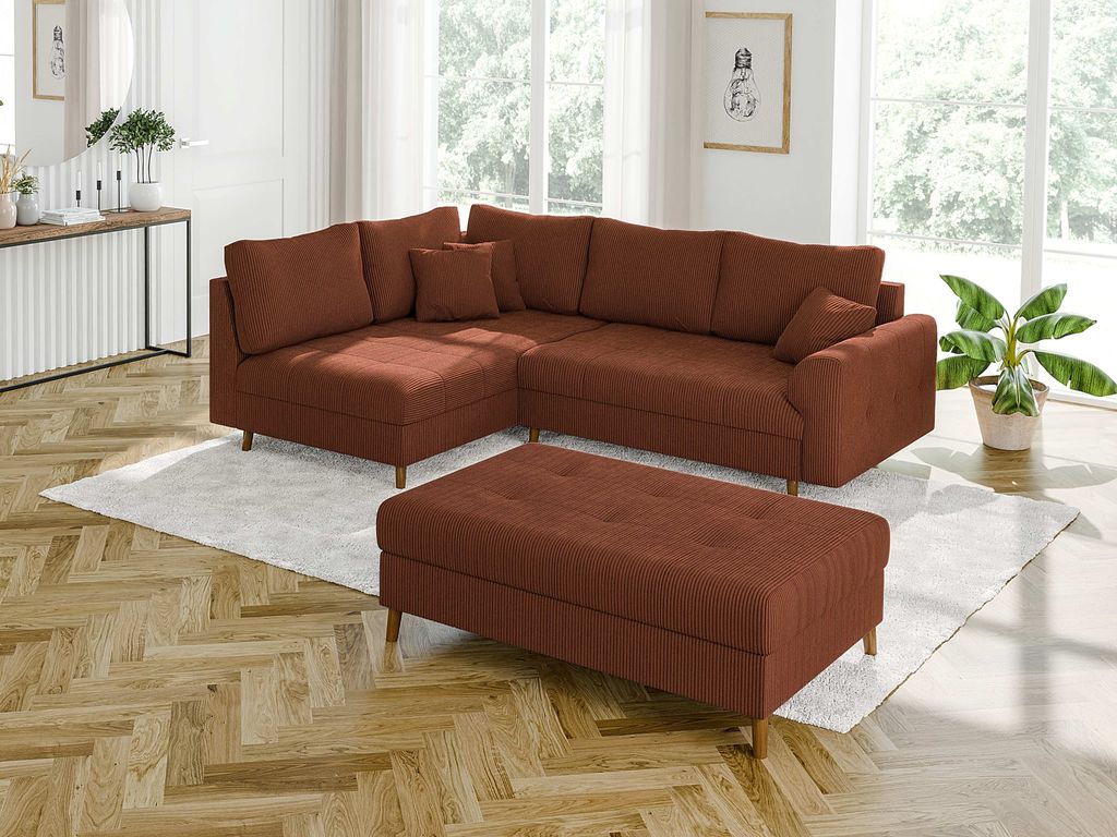 S-STYLE MÖBEL - Kai - Ecksofa mit Schlaffunktion und Hocker Produktbild 