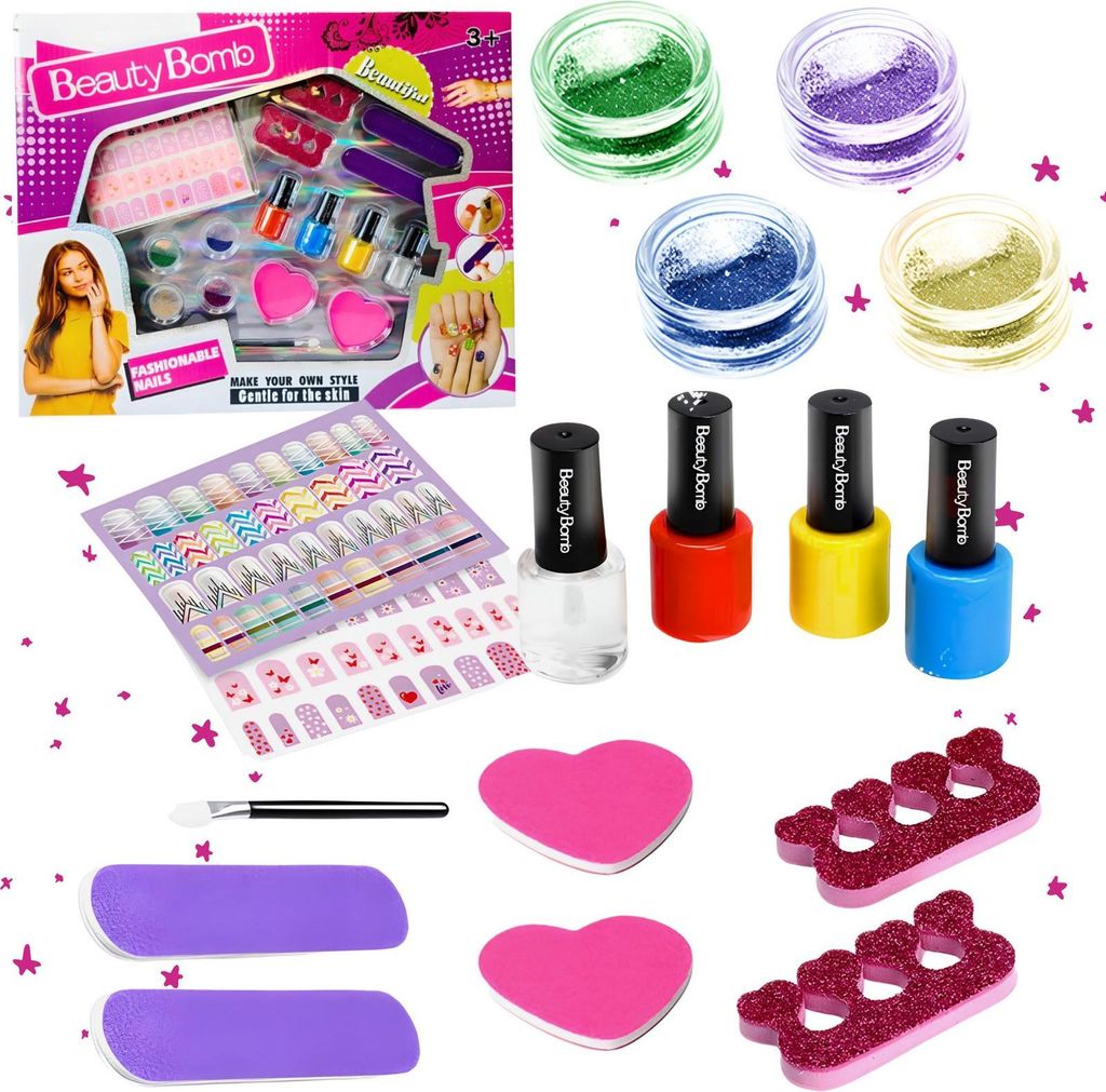 Nagellack-Set für Kinder, Styling-Aufkleber, Tipps, Glitzer