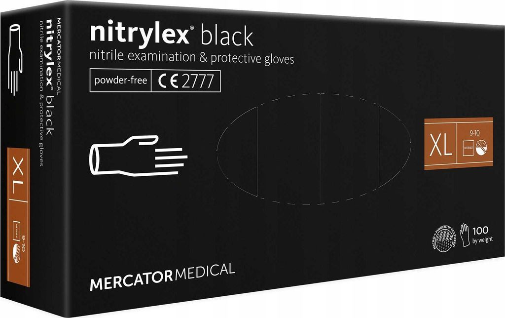 Gants en nitrile 100 pièces / Noir / Taille : 10 - XL / Image du produit 
