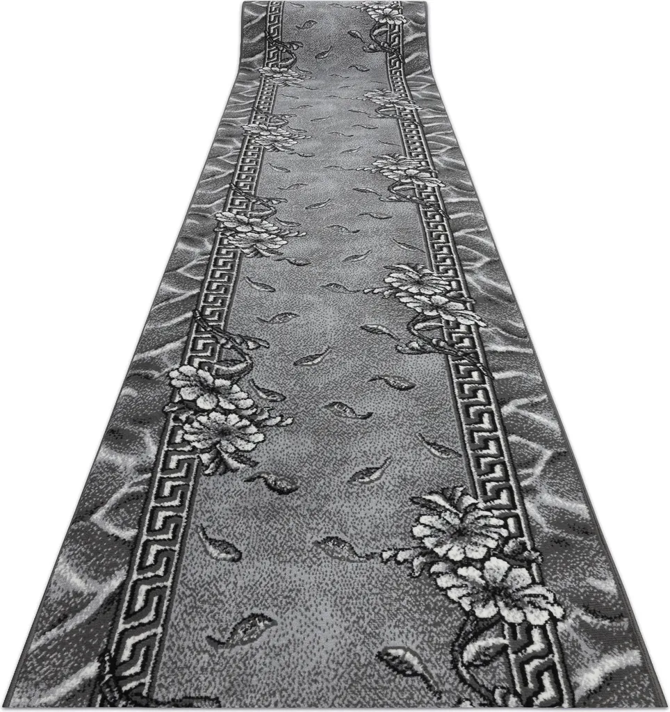Tapis de couloir BCF MORAD Trio fleurs et feuilles gris 70x300 cm