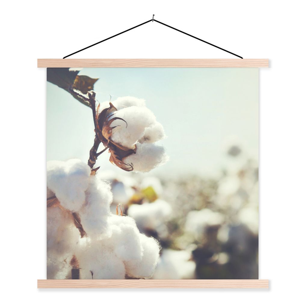 MuchoWow Textilposter Pflanzen - Blume - Zweig - Natur 60x60 cm mit holzfarbenen Rahmen - Wanddekoration