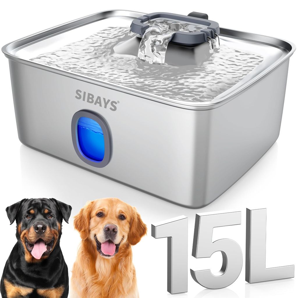 Solidchoice - 15L Honden Drinkfontein van RVS met Stil Productafbeelding 
