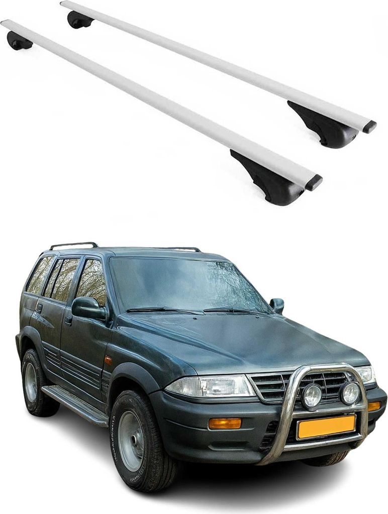 Dachträger Grundtäger für Ssangyong Musso 1993-2005 75kg Metall Silber 2 tlg
