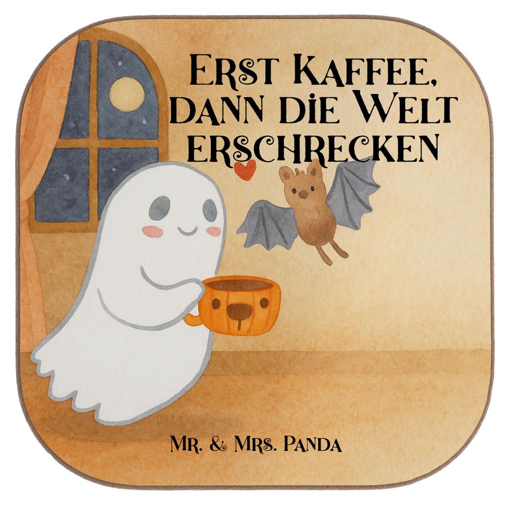 Mr. & Mrs. Panda Tischuntersetzer Gespenst Kaffee Design - Weiß - Geschenk, gläseruntersetzer, Tischschoner, Untersetzer für Gläser, Coaster, D...
