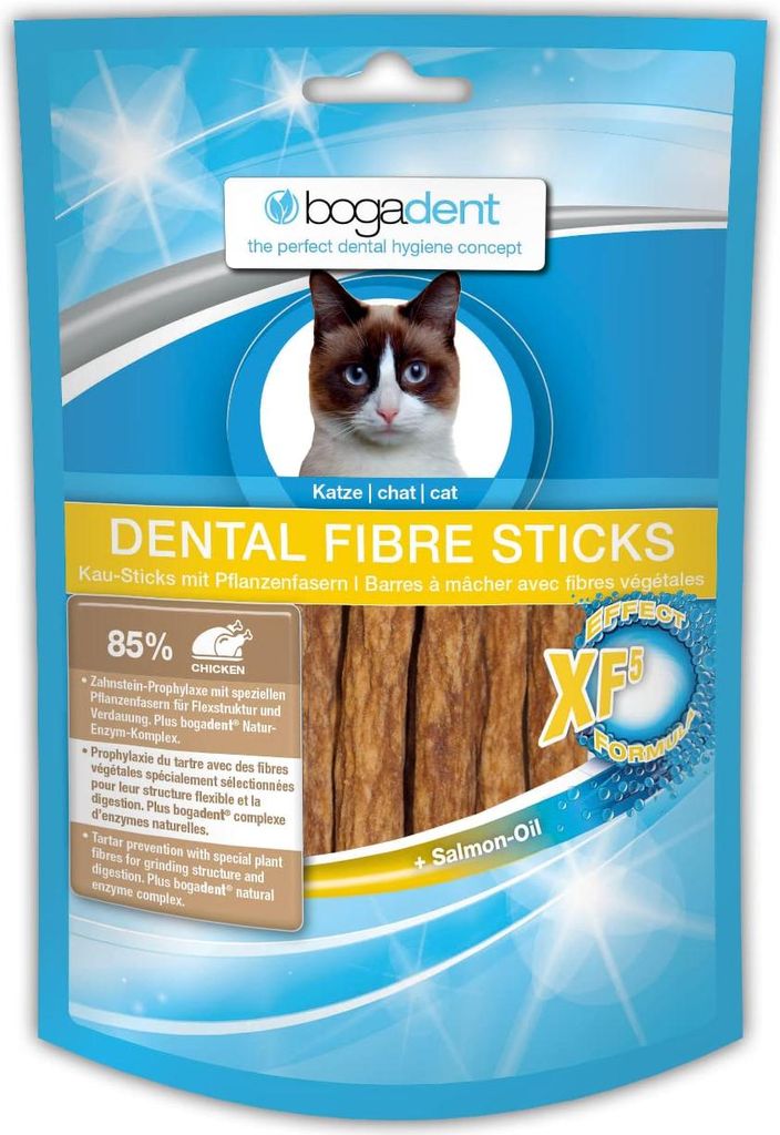 bogar, Bogadent Dental Sticks für Katzen, Katzen-Zahnpflege, Katzensnacks zur Förderung des Kauens und der Verdauung, Kaustangen Katze, Mit Fisch...
