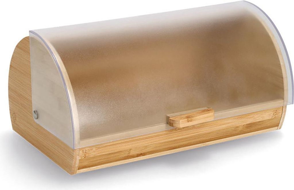 ZELLER 25364 Brotkasten Bambus mit Kunststoffdeckel, transparent, 39 x 25 x 19 cm