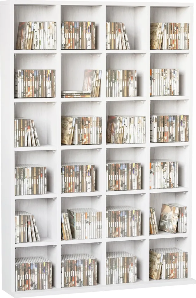 Meuble Rangement CD DVD HOMCOM Étagères Réglables - Capacité 456 CD