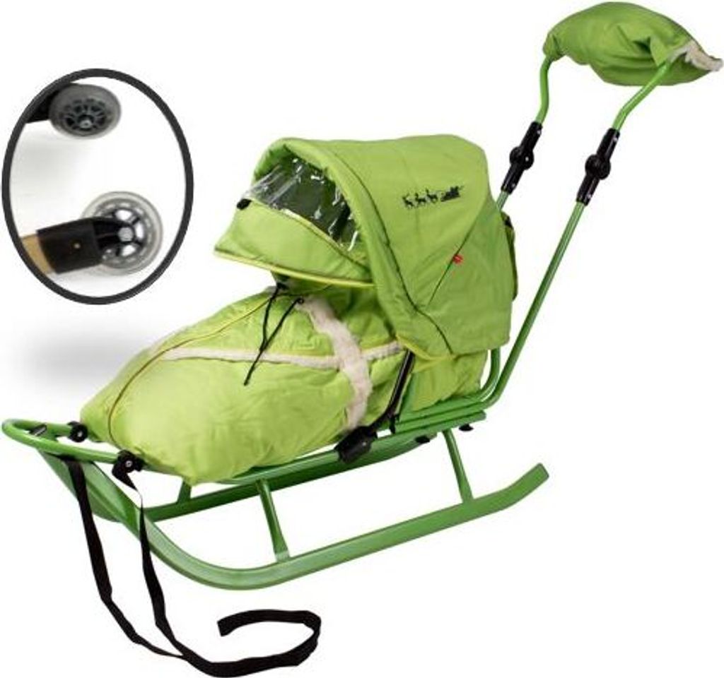 Schlitten DeLux All incl. silber-grün incl. Verdeck, Produktbild 