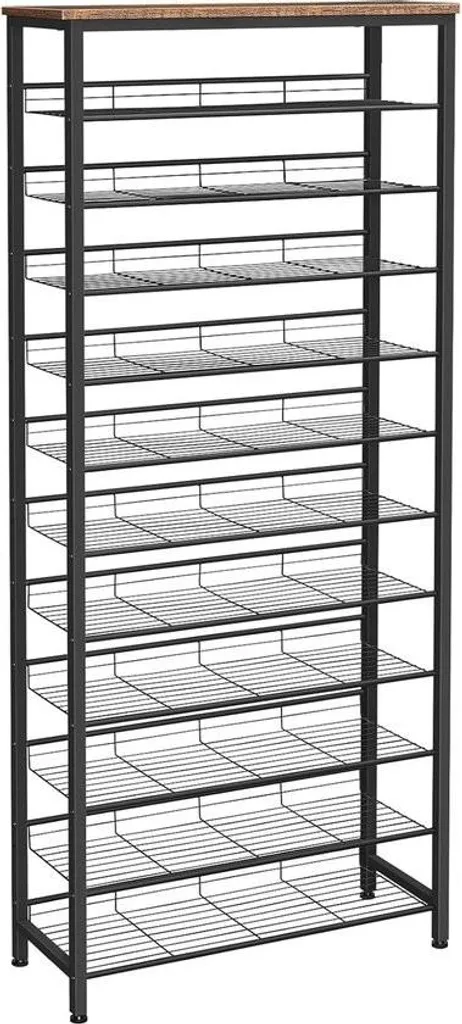 Meuble de rangement chaussures XXL en métal avec 12 étagères réglables