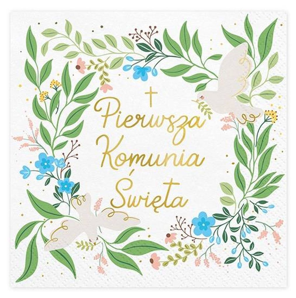 Serwetki ''Pierwsza Komunia Święta'', 33x33 cm, mix (1 op. Zdjęcie produktu 