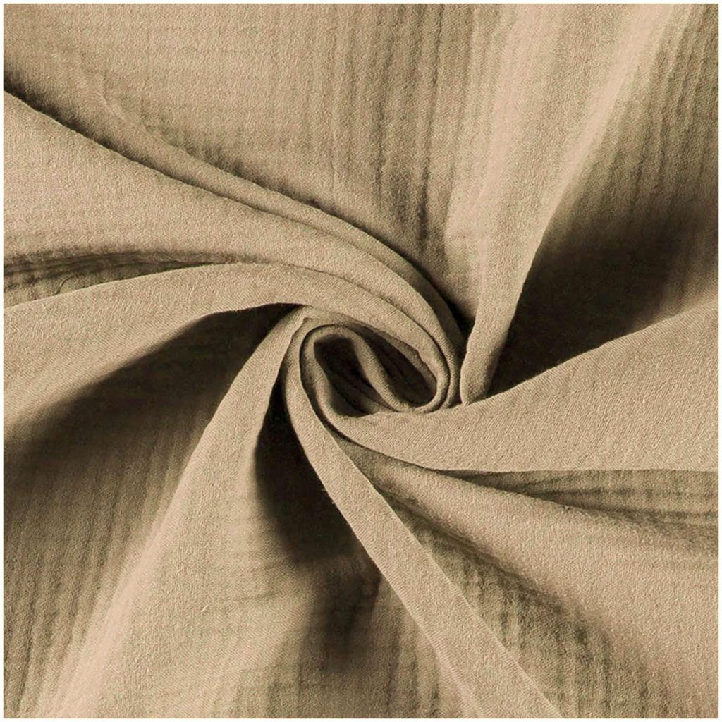50x130cm Musselin Stoff uni Oeko-Tex zertifiziert Meterware Mulltuch Baumwolle sand