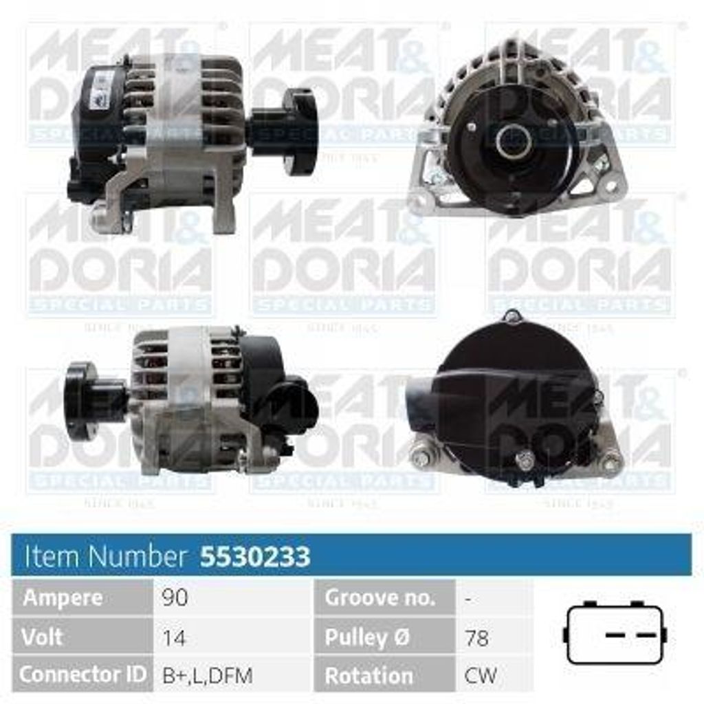 MEAT & DORIA 5530233 Lichtmaschine Generator LiMa 90A 14V für FORD Fiesta Mk4 Schrägheck (JAS, JBS) Fiesta Mk4 (J3S, J5S) Fiesta Mk4 Kastenwagen ...