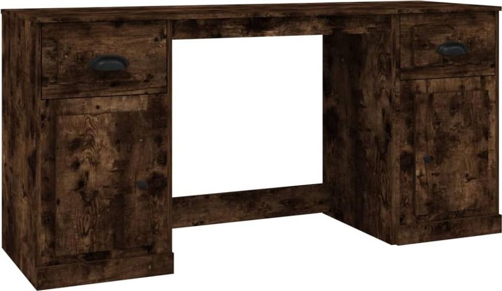 vidaXL Schreibtisch mit Stauraum Räuchereiche Holzwerkstoff Produktbild 