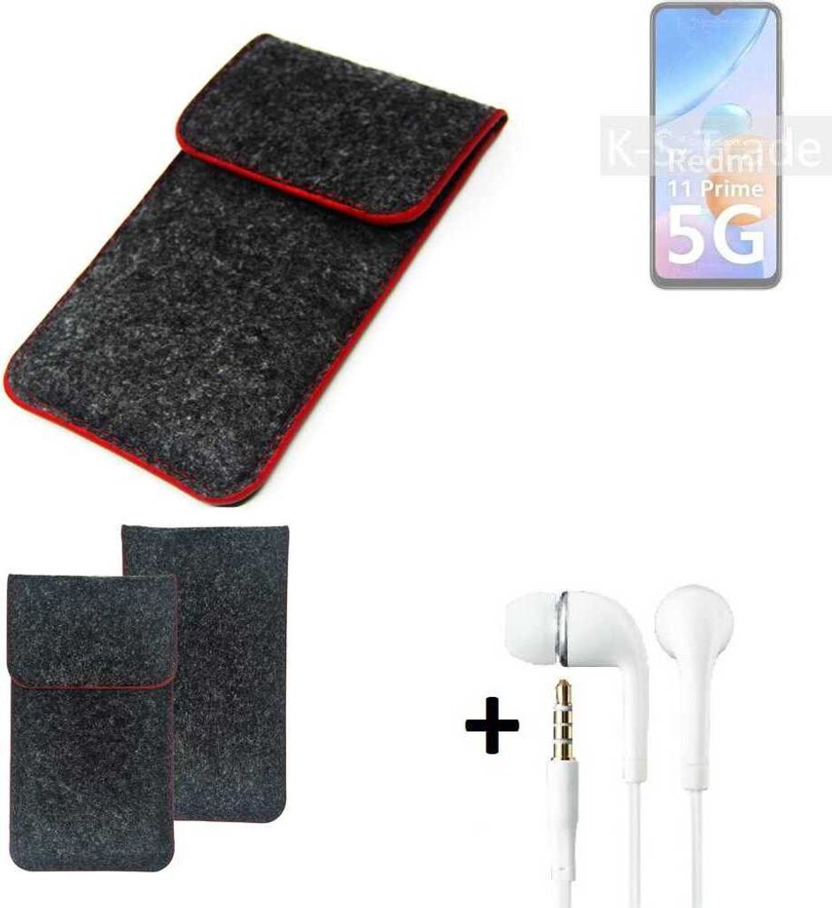 K-S-Trade Handy Schutz Hülle kompatibel mit Xiaomi Redmi 11 Prime 5G Schutzhülle Handyhülle Filztasche Pouch Tasche Case Sleeve Filzhülle