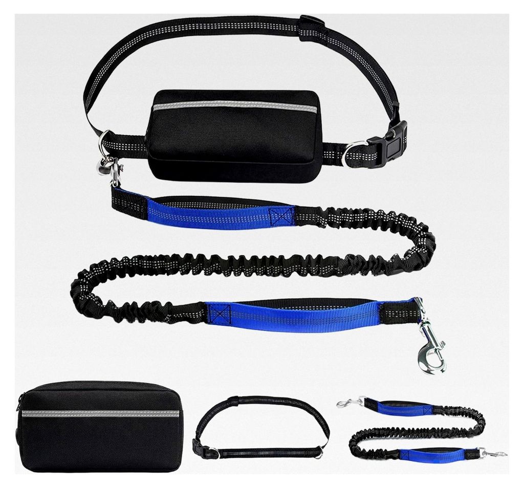 Joggingleine für Hunde mit Bauchgurt, Bauchgurt Hundeleine mit reflektierenden Nähten, 2 in 1 Joggingleine mit zwei Griffen, für große und mitt...