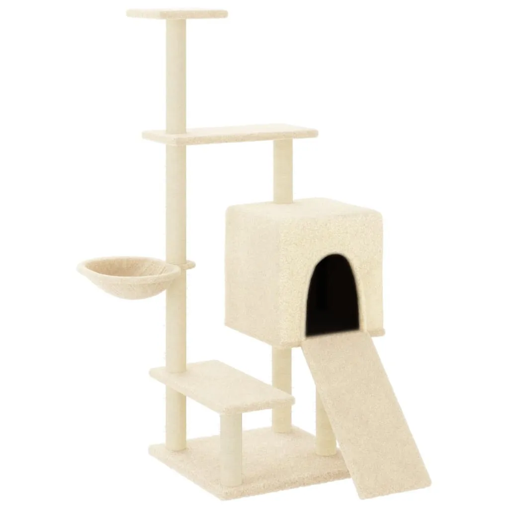 Tiragraffi Gatto vidaXL 130,5 cm Crema | Graffiatoio Sicuro e Confortevole