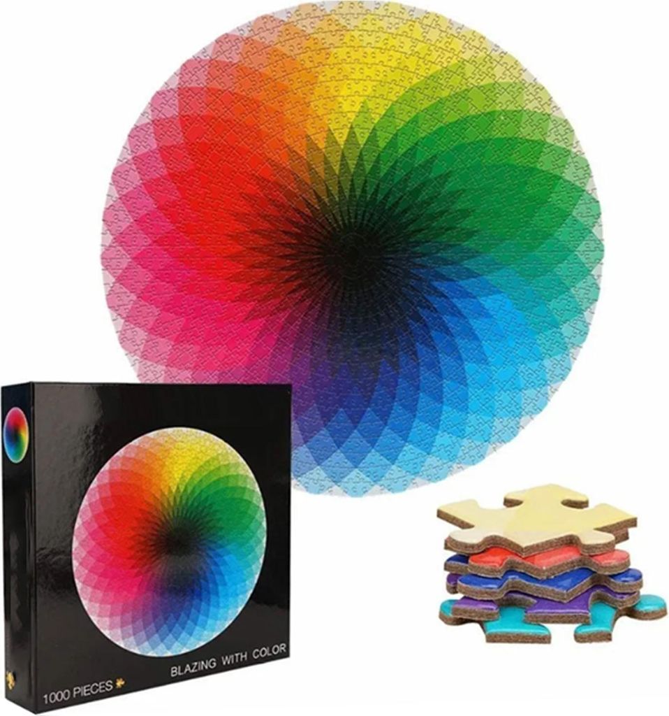 1000 Stück Puzzle mit tausend Farbverläufen, runde Form, reduziert den Druck, Puzzles für Erwachsene