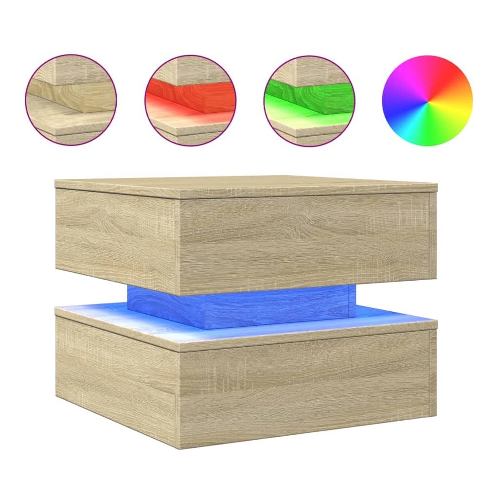 Table basse avec lampes LED Chêne Sonoma 50x50x40 cm Image du produit 
