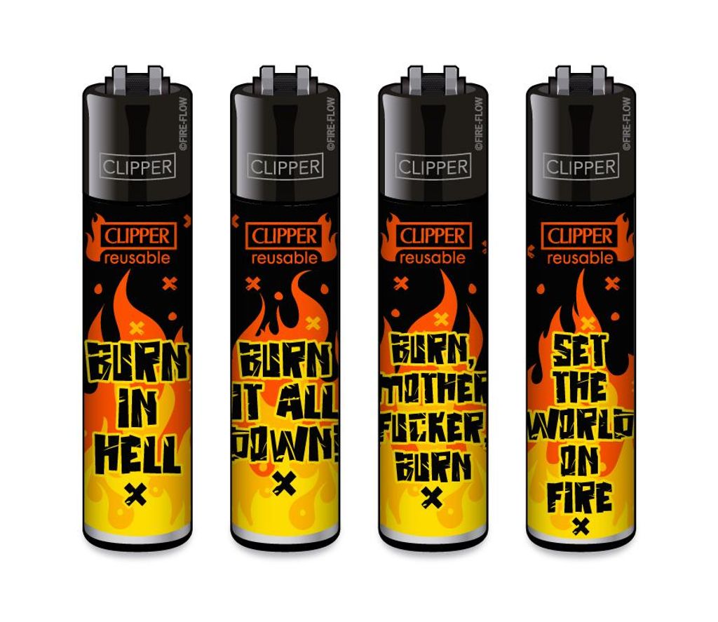 Clipper Feuerzeug 4er Set FFX Fire Slogan