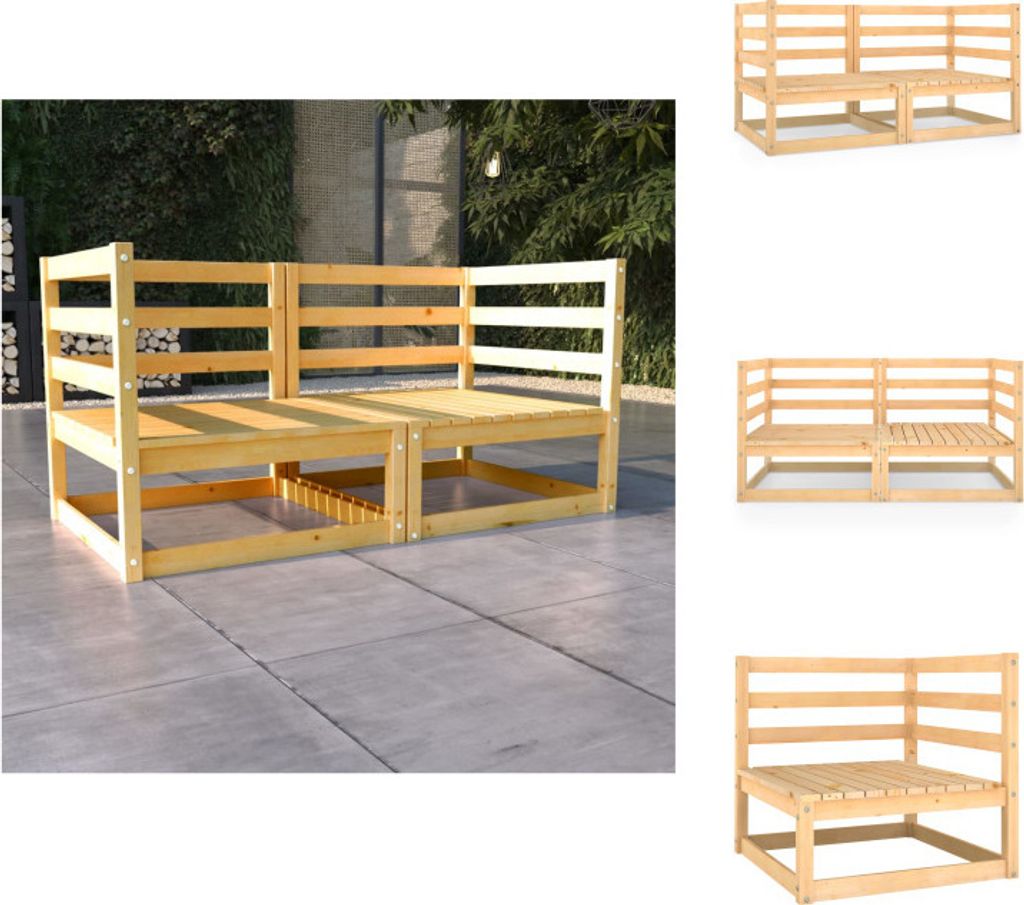 vidaXL Gartensofa 2-Sitzer Massivholz Kiefer - Gartensofas
