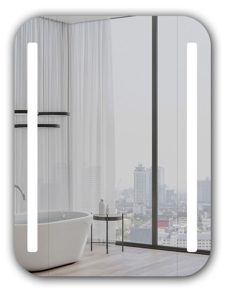LED Spiegelschrank 60x70 cm, Alukorpus schwarz, 2 Ablagen, Produktbild 