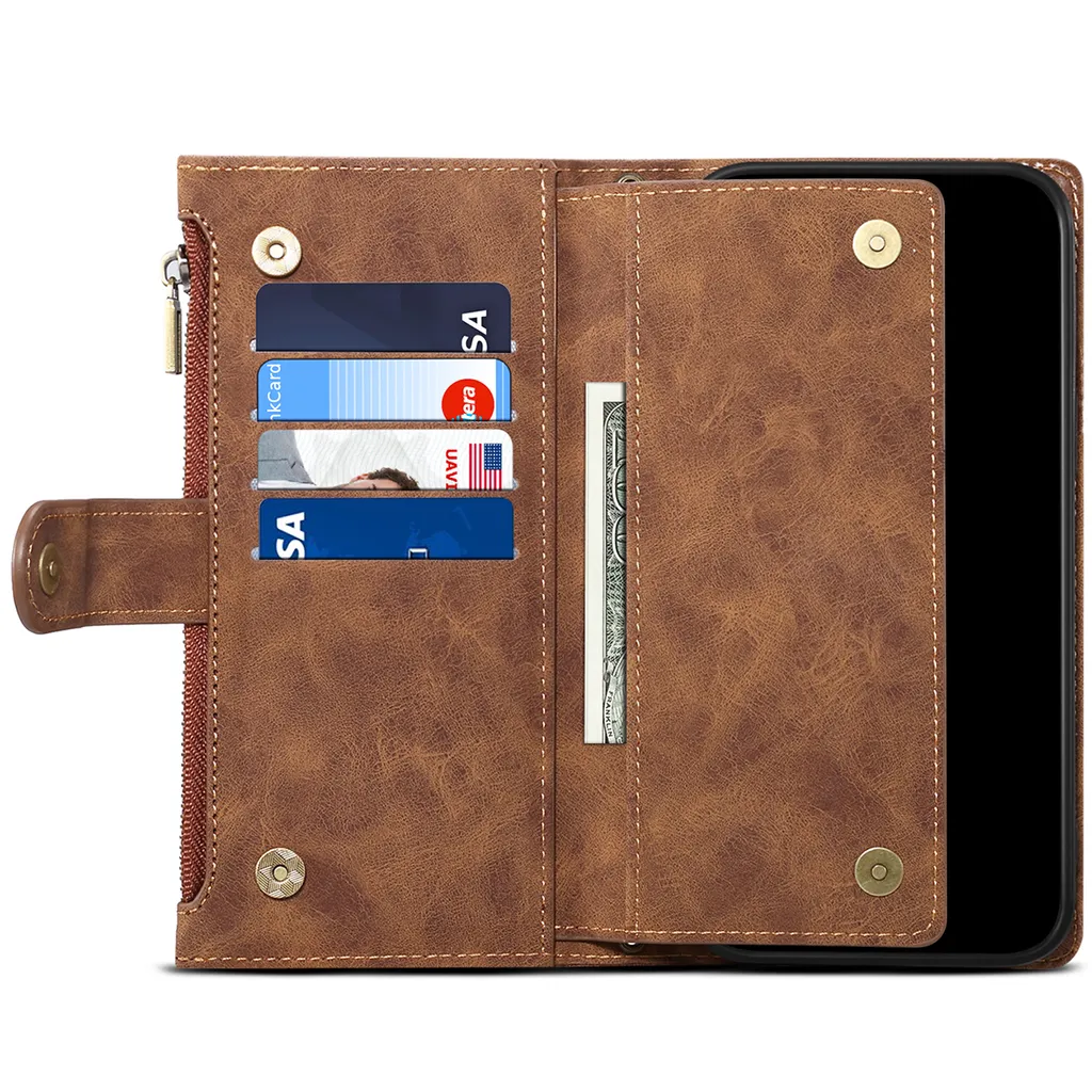 Custodia Portafoglio In Pelle Con Supporto E Slot Per Schede Per Wieppo S6 Lite 5.5 Pollici - Marrone - 2