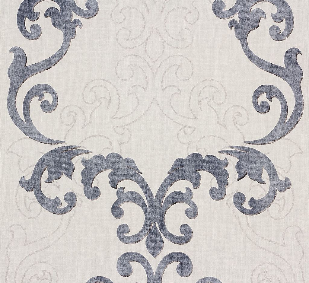 Rasch-Tapete, Vliestapete, grau blau, Barock Ornaments, # 849813
