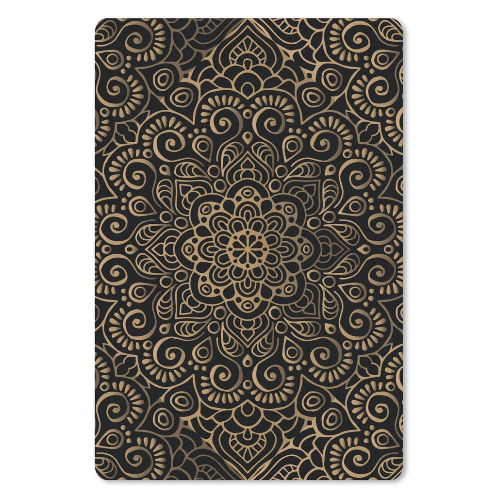 MuchoWow Mauspad Mousepad Goldenes Muster auf schwarzem Hintergrund 40x60 cm - Mousepads - Maus Mat - Pad - Mausunterlage - Schreibtisch Accesoire