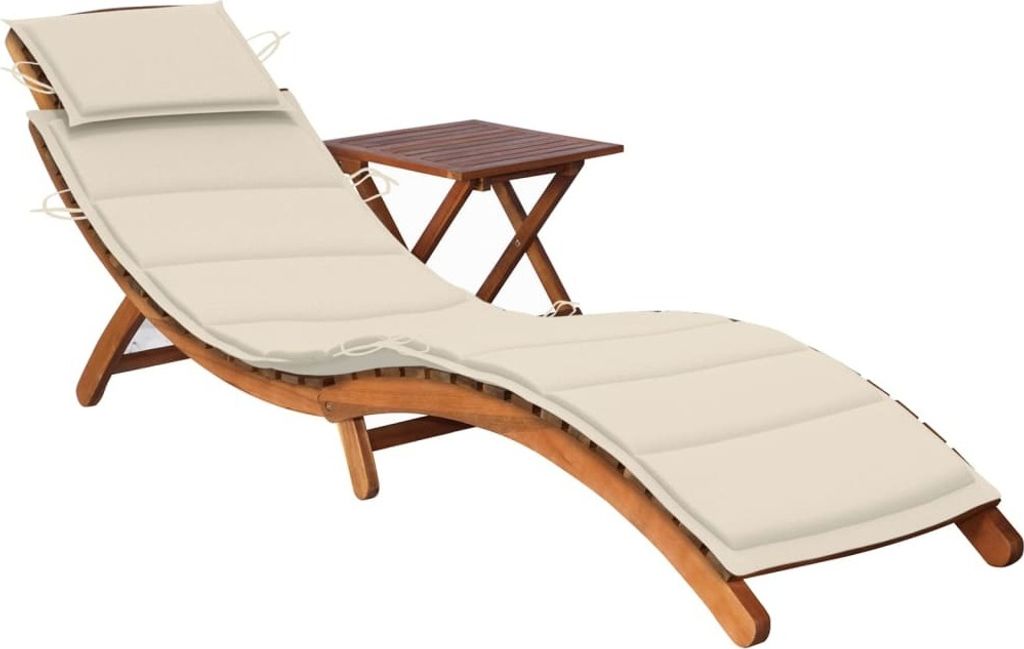 Maison Exclusive - Sonnenliege mit Tisch und Auflage Massivholz Akazie