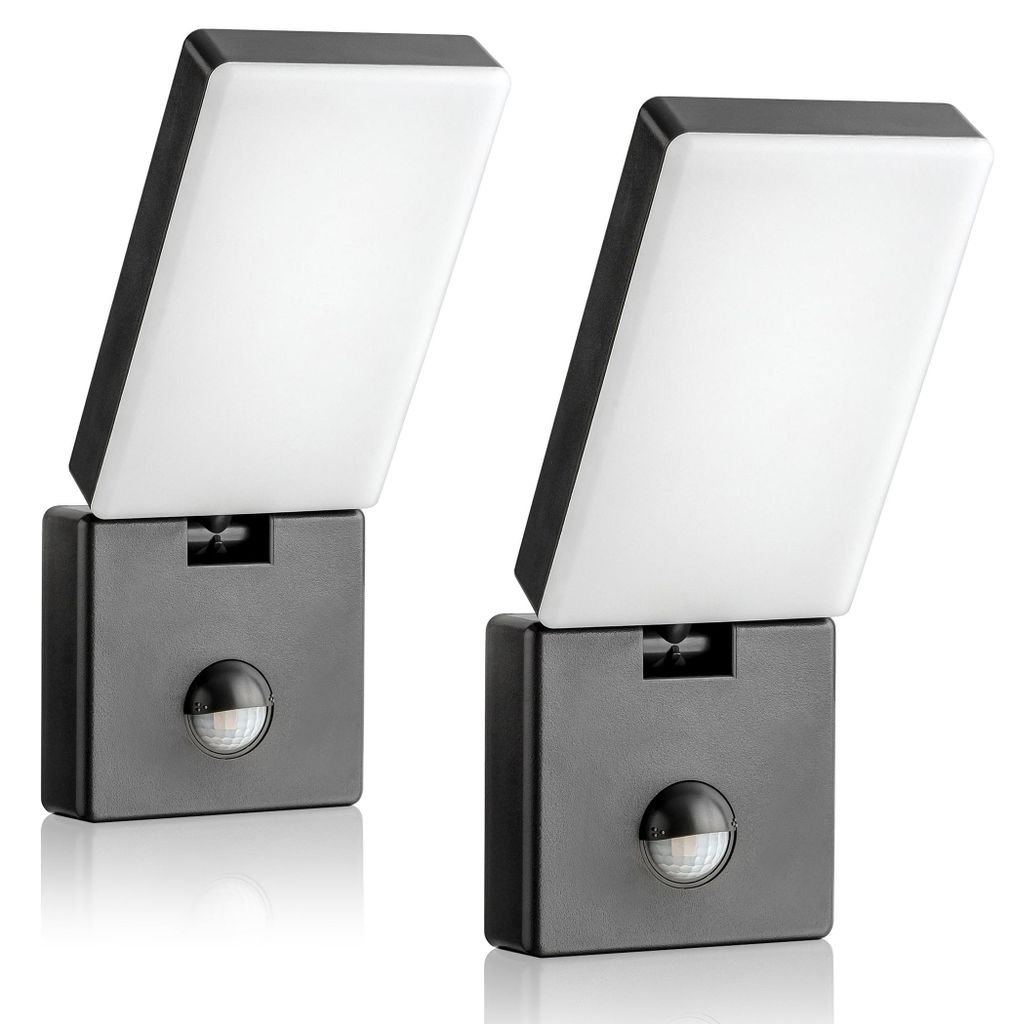 2x LED Aussenleuchte Bewegungsmelder Wand Leuchte anthrazit Sensor 15W SEBSON