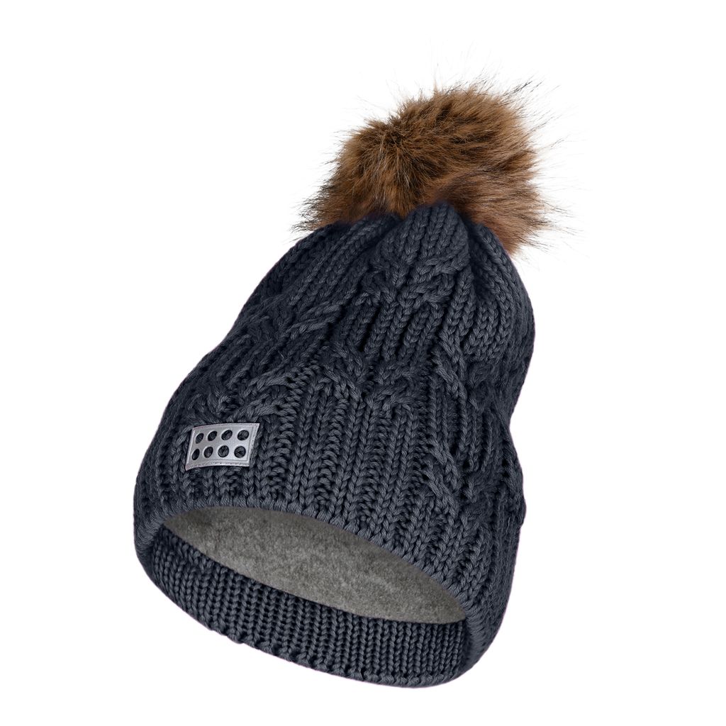 LEGO Wear Mütze mit Bommel LWATLIN 718 Uni Dark Grey 48