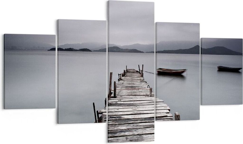 Bild auf Leinwand - Leinwandbild - Brücke See - 125x70cm - Wand Bild - Wanddeko - Wandbilder - Leinwanddruck - Bilder - Kunstdruck - Wanddekoratio...
