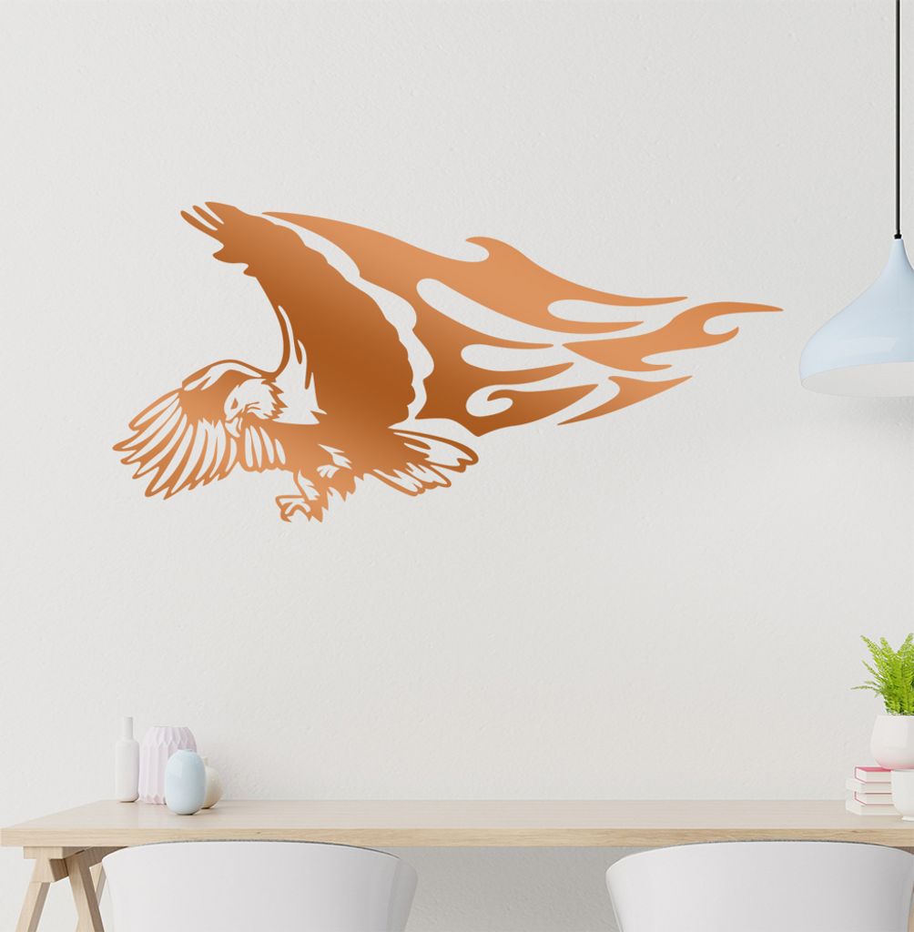 Flammen Adler Wandtattoo in 6 Größen - Wandaufkleber Wall Sticker - Dekoration, Küche, Wohnzimmer, Schlafzimmer, Badezimmer