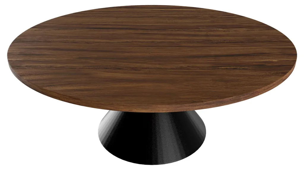 Grande table de cuisine ronde 120 cm pour 6 personnes bois ébène et métal