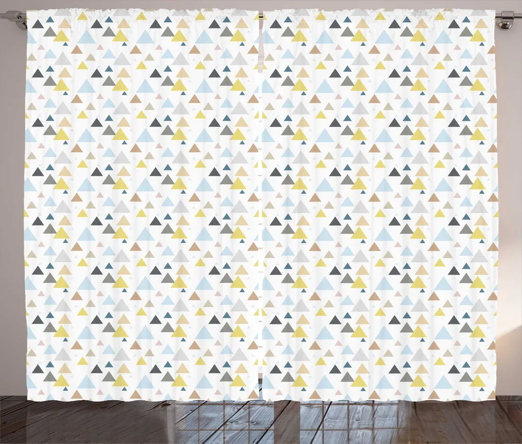 ABAKUHAUS Tenda geometrica rustica, Scandinavian Triangles, tenda universale per soggiorno con passanti e ganci, 280 x 245 cm, multicolore