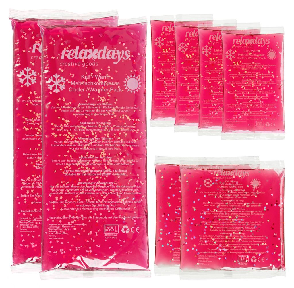 Relaxdays Kühlpads, 8er Set, 3 Größen, Kalt Warm Produktbild 