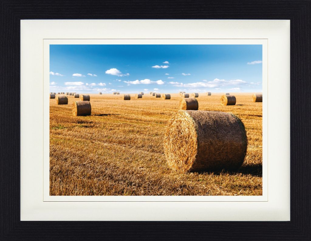 Felder Gerahmtes Bild Mit Edlem Passepartout | Wand-Bilder | Im Bilderrahmen - Goldene Strohballen Im Spätsommer (30 x 40 cm)