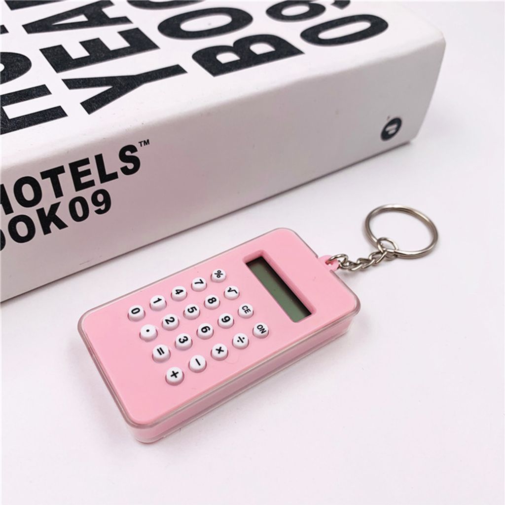 Elektronischer Taschenrechner mit Keyring Labyrinth Design ABS Easy Carry Digital Display kleiner Taschenrechner für Kinder-Rosa