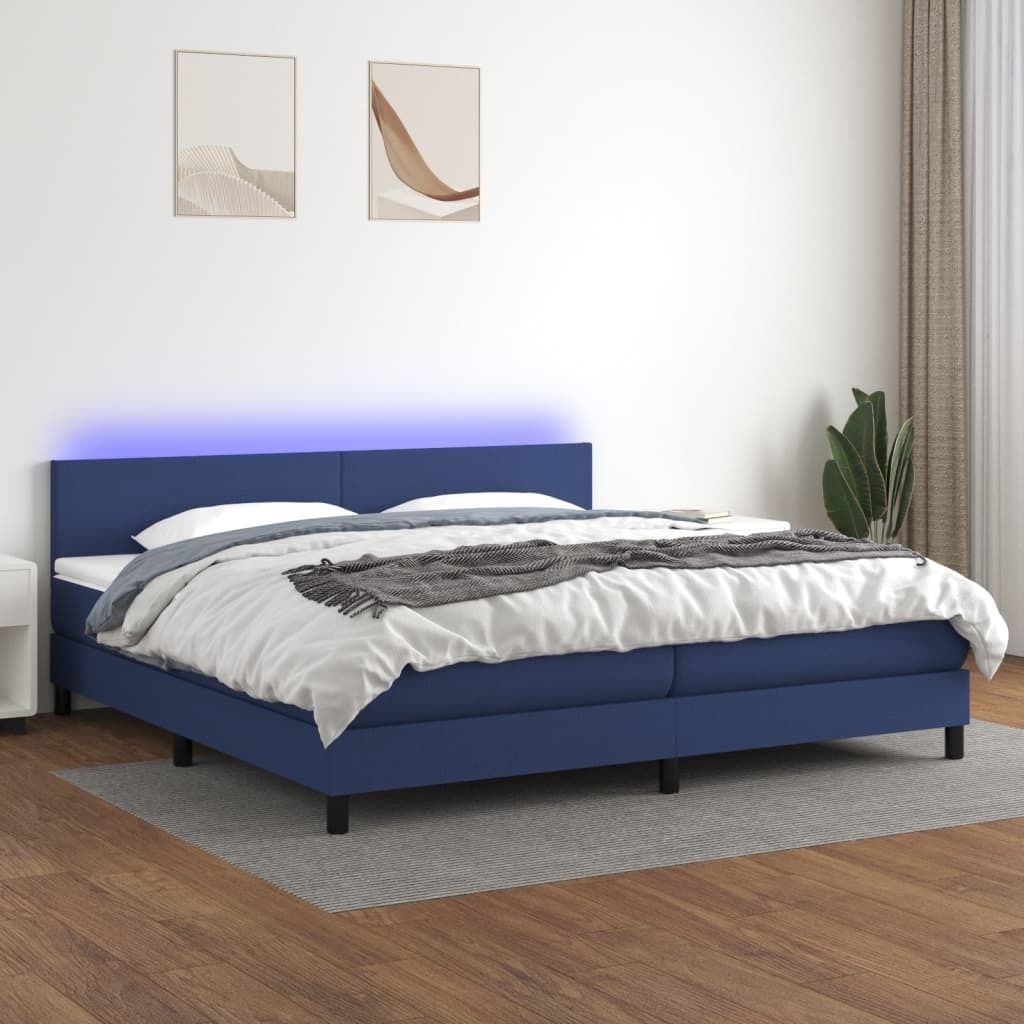Maison Exclusive - Boxspringbett mit Matratze & LED Blau 200x200 cm Stoff