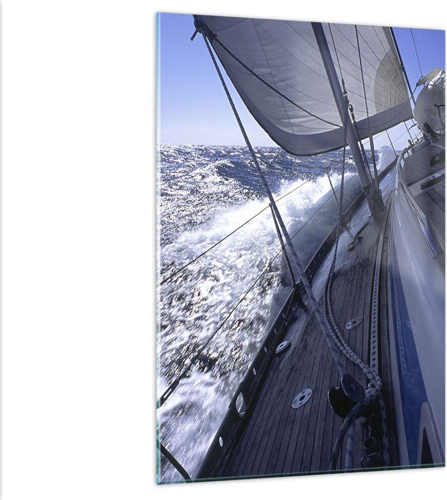 Bilder auf glas - Einteilig - Boot Ozean Reise Yacht - 80x120cm - Glasbilder - Wandbilder - Bilder - zum Aufhängen bereit - Wanddekoration aus Gla...